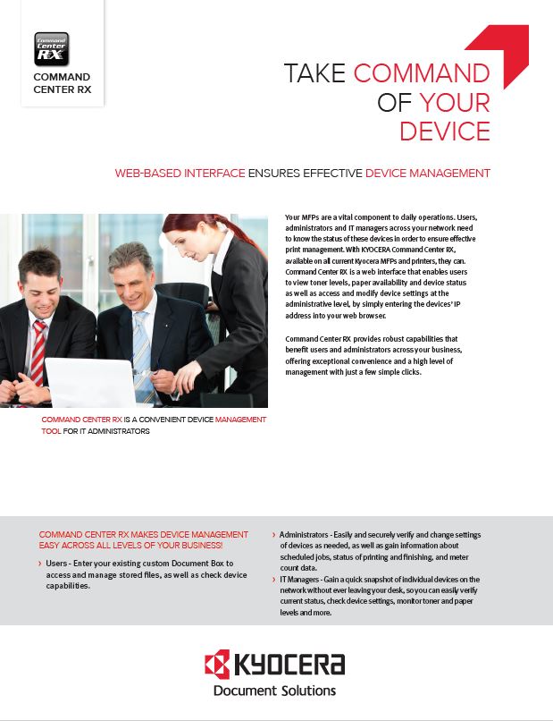 Kyocera, Software, Network, Device Management, Command Center Rx, Imperial Copy Products