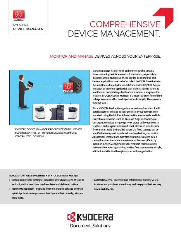 Kyocera, Software, Network Device Management, Kyocera, Device Manager, Imperial Copy Products